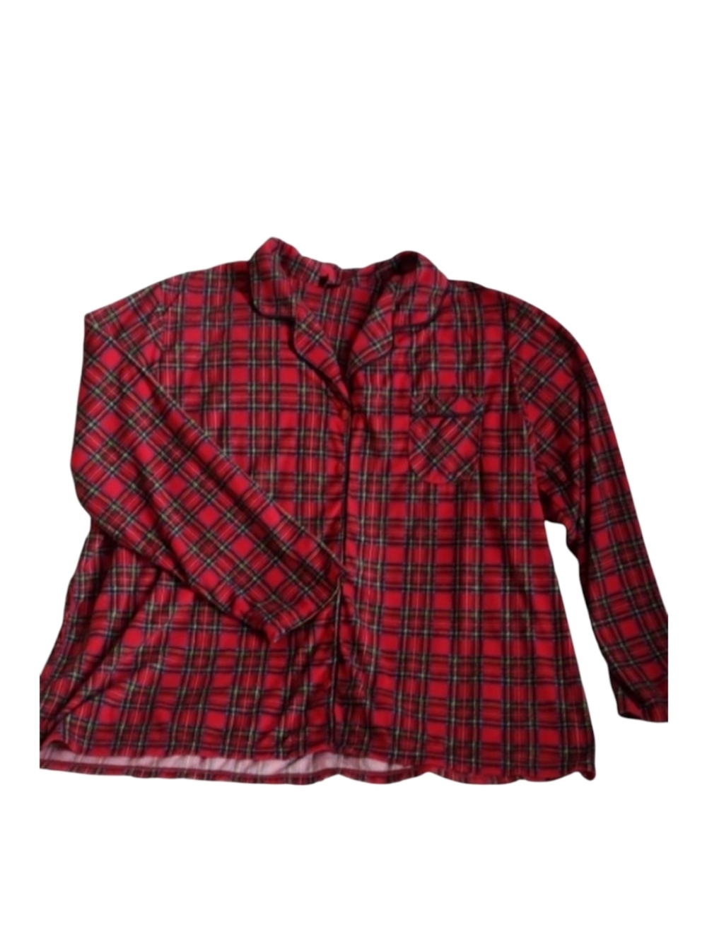 KENSIE Pajama Top Red Plaid Tartan Plus 3X / XXXL